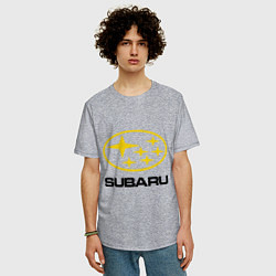 Футболка оверсайз мужская Subaru Logo, цвет: меланж — фото 2