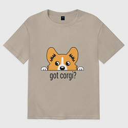Футболка оверсайз мужская Got Corgi, цвет: миндальный