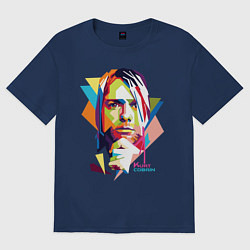 Футболка оверсайз мужская Kurt Cobain: Colors, цвет: тёмно-синий