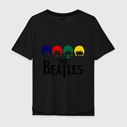 Футболка оверсайз мужская The Beatles Heads, цвет: черный