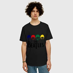 Футболка оверсайз мужская The Beatles Heads, цвет: черный — фото 2