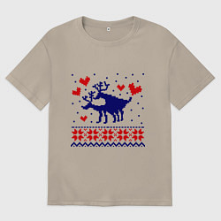 Футболка оверсайз мужская Любовь оленей, цвет: миндальный
