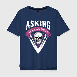 Футболка оверсайз мужская Asking Alexandria: Skull Fang, цвет: тёмно-синий