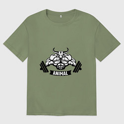 Футболка оверсайз мужская Bodybuilder bull, цвет: авокадо