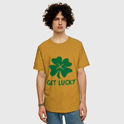 Футболка оверсайз мужская Get lucky, цвет: горчичный — фото 2