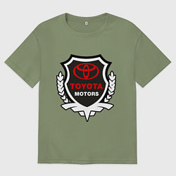 Футболка оверсайз мужская Тойота моторс герб, цвет: авокадо
