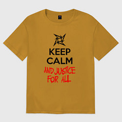 Футболка оверсайз мужская Keep Calm & Justice For All, цвет: горчичный