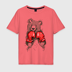 Футболка оверсайз мужская Bear Boxing, цвет: коралловый