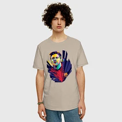 Футболка оверсайз мужская Messi Art, цвет: миндальный — фото 2