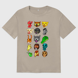 Футболка оверсайз мужская Hotline Miami Masks, цвет: миндальный