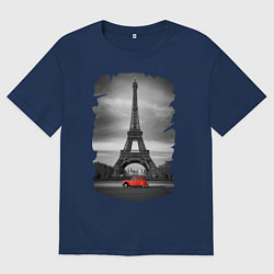 Футболка оверсайз мужская Эйфелева башня, цвет: тёмно-синий