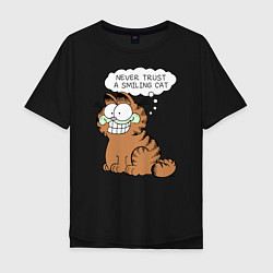 Футболка оверсайз мужская Garfield: Smiling Cat, цвет: черный