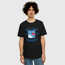 Футболка оверсайз мужская New York Rengers, цвет: черный — фото 2