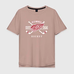 Футболка оверсайз мужская Detroit Red Wings: Est.1926, цвет: пыльно-розовый