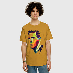 Футболка оверсайз мужская Lionel Messi: fun-art, цвет: горчичный — фото 2