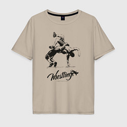 Футболка оверсайз мужская Wrestling, цвет: миндальный