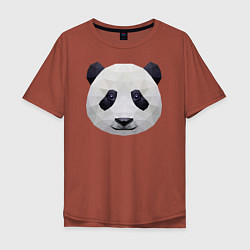 Футболка оверсайз мужская Полигональная панда, цвет: кирпичный