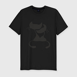 Мужская slim-футболка Кошки LOVE