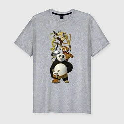 Мужская slim-футболка Панда с друзьями