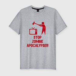 Мужская slim-футболка Stop Zombie Apocalypse