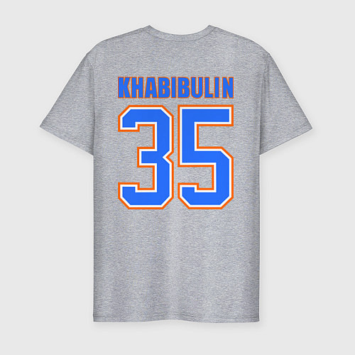 Мужская slim-футболка Edmonton Oilers: Khabibulin 35 / Меланж – фото 2