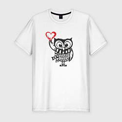 Мужская slim-футболка Сова с сердцем