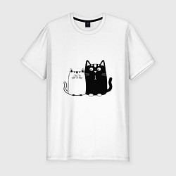 Мужская slim-футболка Удивленные коты