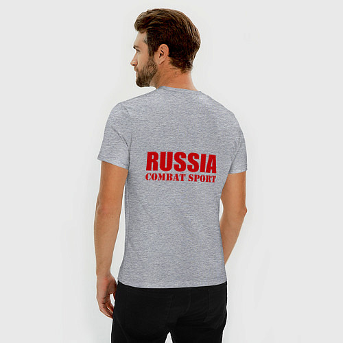 Мужская slim-футболка Боевое самбо России / Меланж – фото 4