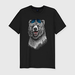 Мужская slim-футболка Медведь в очках