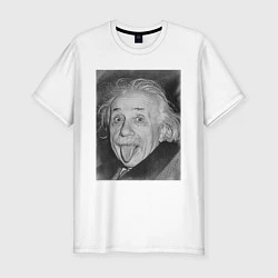 Мужская slim-футболка Энштейн дурачится