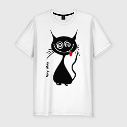 Мужская slim-футболка Кошка Мяу