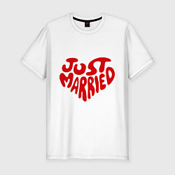 Футболка slim-fit Just married (Молодожены), цвет: белый