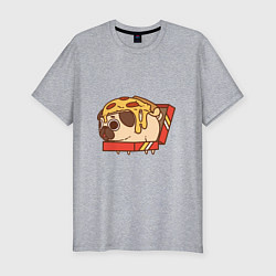 Мужская slim-футболка Мопс-пицца