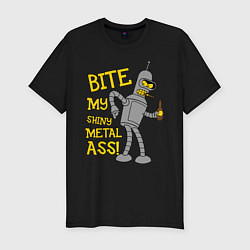 Мужская slim-футболка Bite my shunny metal ass