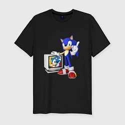 Мужская slim-футболка Sonic TV