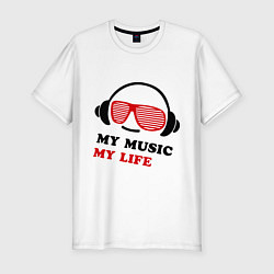 Футболка slim-fit My music my life, цвет: белый