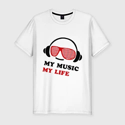 Мужская slim-футболка My music my life