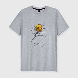 Мужская slim-футболка Спящий Гомер