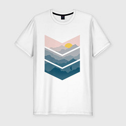 Мужская slim-футболка Рассвет в горах