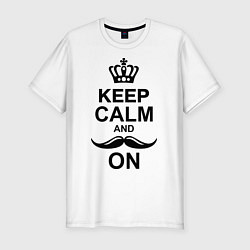 Футболка slim-fit Keep Calm & Mustache On, цвет: белый