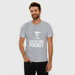 Футболка slim-fit I ride my own rocket, цвет: меланж — фото 2