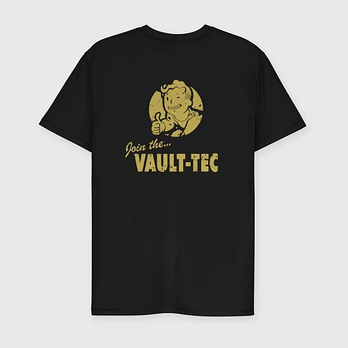 Мужская slim-футболка Vault Tec / Черный – фото 2