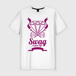 Футболка slim-fit Swag is your life, цвет: белый