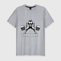 Футболка slim-fit Train hard тренируйся усердно, цвет: меланж