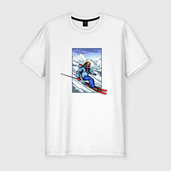 Мужская slim-футболка Лыжный Спорт