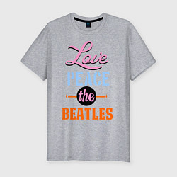 Мужская slim-футболка Love peace the Beatles