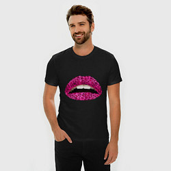 Футболка slim-fit Pink leopard lips, цвет: черный — фото 2