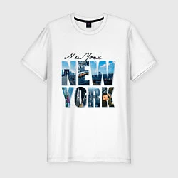 Мужская slim-футболка White New York