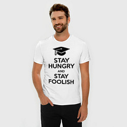 Футболка slim-fit Stay Hungry & Stay Foolish, цвет: белый — фото 2