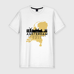 Футболка slim-fit Амстердам - Голландия, цвет: белый
